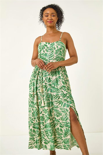 Petite Leaf Strappy Maxi Dress 14748034