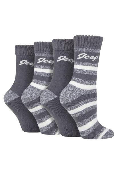 Grey 4 Pack Thermal Boot Fleece Lined Warm Socks