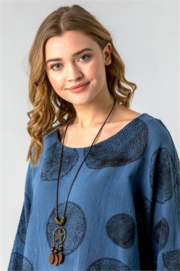 Spot Print Top with Necklace 20055209