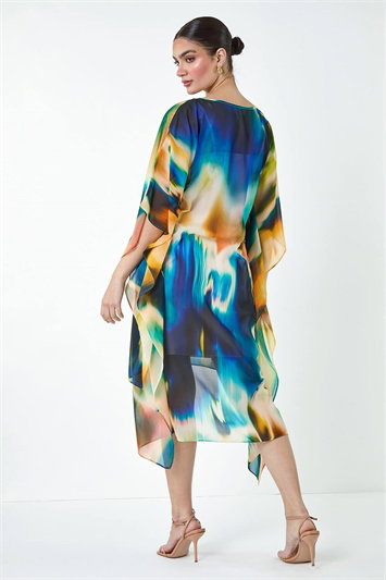 Abstract Print Chiffon Draped Tunic Dress 14418906