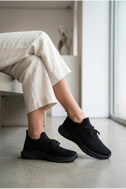 Black Jade Womens Knit Sock Trainers