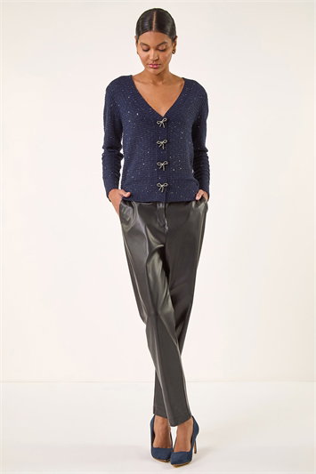 Bow Embellished Sequin Knit Cardigan 16309660