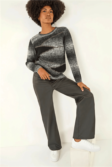Black Colour Block Knit Jumper