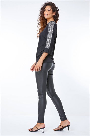 Sequin Trim Stretch Jersey Top 19189908