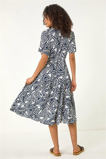 Dusk Abstract Print Midi Shirt Dress 14724460
