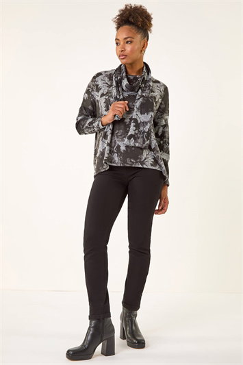 Printed Scarf Tunic Stretch Top 19469336