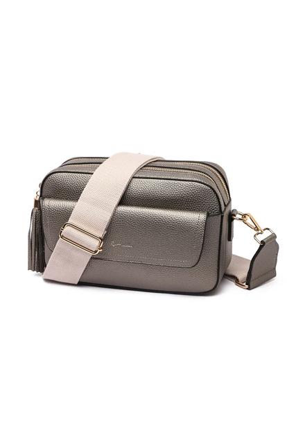 Metallic Cross Body Front Pocket Camera Bag