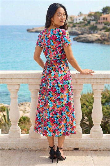 Petite Floral Button Pocket Midi Dress 14847472