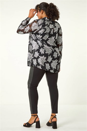 Curve Metallic Print Buttoned Shirt 10132485