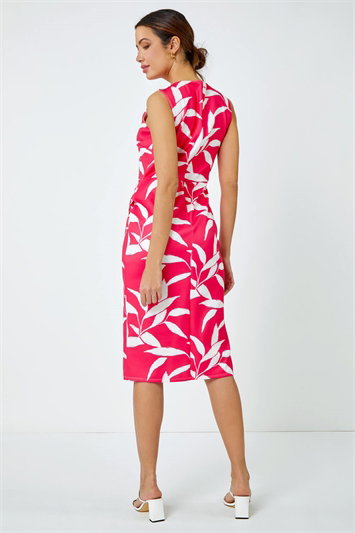 Leaf Print Ruched Shift Dress 14396817