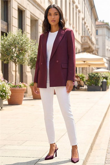 Red Premium Stretch Ponte Blazer