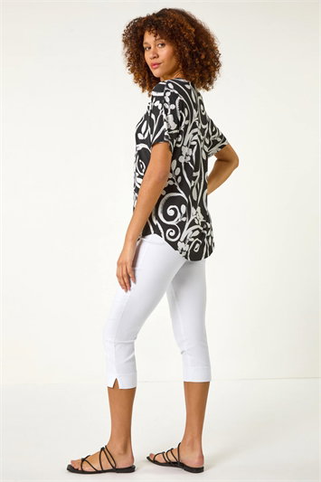 Textured Print Zip Detail Top 19383608