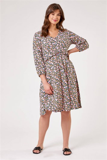 Curve Frill Detail Floral Print Dress 14275372