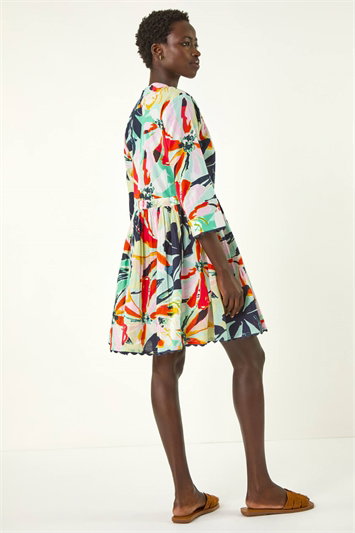Abstract Print Button Shirt Dress 14722634