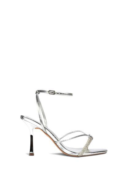 Black Strappy Stiletto Heel Sandals With Diamantes