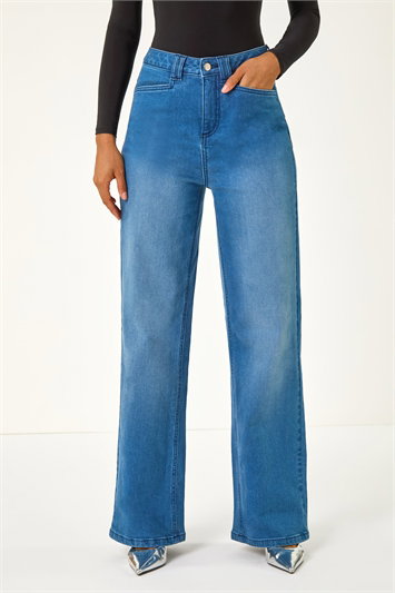 Blue Dusk Denim Stretch Wide Leg Jeans