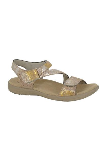Cream Foil Print Suede Sandals