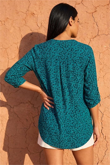 Leaf Print Button Detail Shirt 19328191