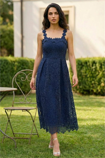 Dusk Floral Crochet Midi Dress 14915160