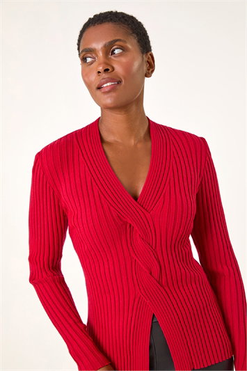 Red Rose Front Knit Top | Roman UK