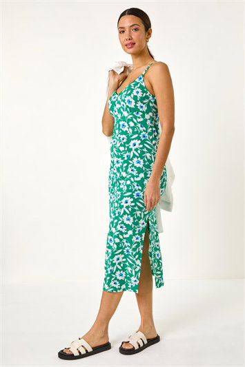 Floral Strappy Stretch Midi Dress 14693534
