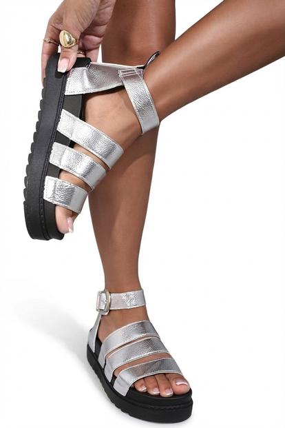 Black Callie Strappy Gladiator Chunky Sandals