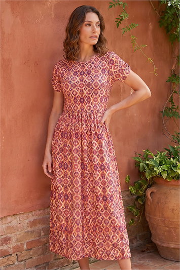 Petite Abstract Midi Dress 14905664