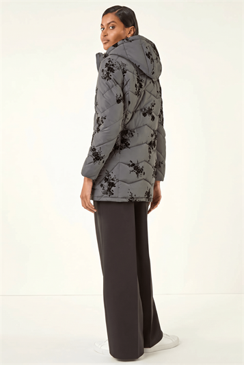 Floral Flock Padded Coat 12040336
