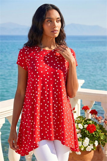 Red Polka Dot Hanky Hem Top