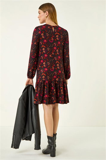 Floral Print A-Line Stretch Dress 14757478