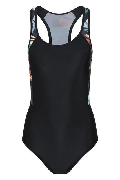 Black Take The Plunge Floral Swimsuit