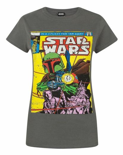 Grey Star Wars Boba Fett Comic Women's T-Shirt