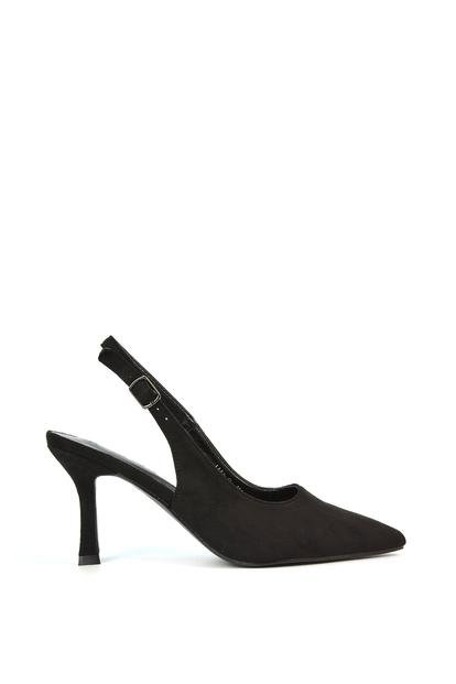 Black 'Valerie' Stiletto High Heel Closed Toe Slingback Court Shoes