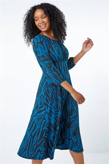 Petite Zebra Print Stretch Midi Dress 14354391