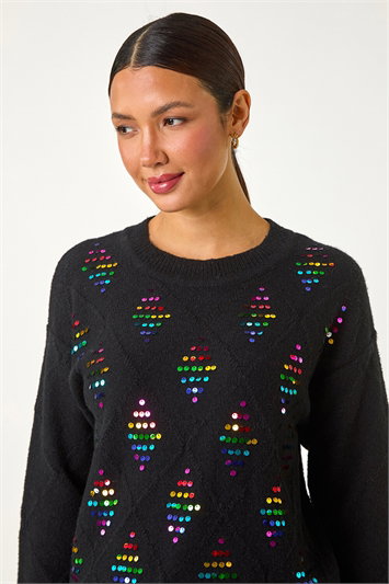Black Diamond Sequin Knit Jumper