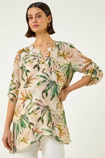 Green Leaf Wrap Hem Tunic Top