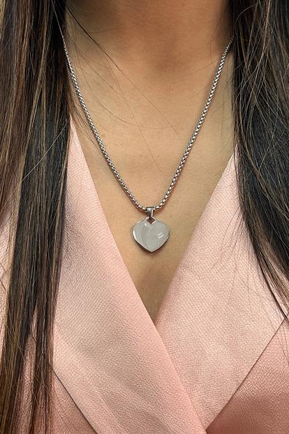 Metallic Heart Shape Pendant Necklace - Gift Boxed