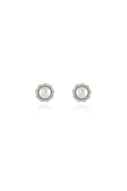 Metallic Cachet London Jasmin Pearl Silver Earrings