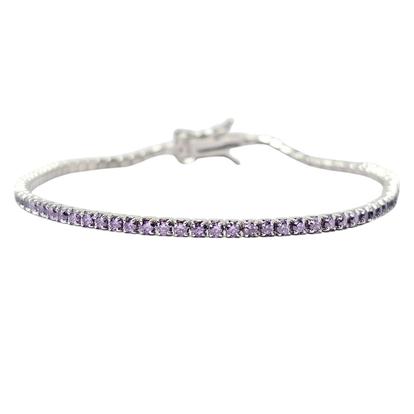 Purple Alexandrite Gemstone Sterling Silver Tennis Bracelet