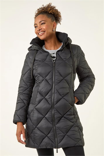Black Diamond Quilt Padded Coat