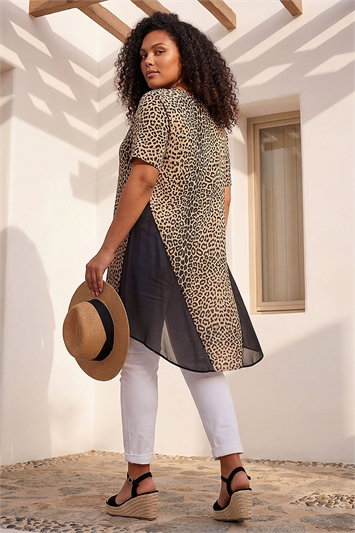 Curve Animal Print Mesh T-Shirt 19412259