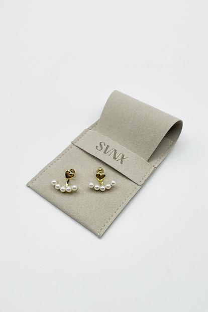 Metallic Heart Pearl Earrings