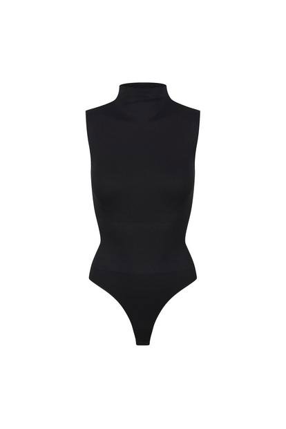 Black Sleeveless Turtleneck Sculpting Bodysuit