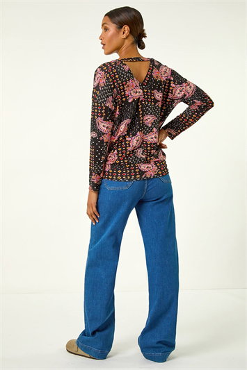 Banded Paisley Stretch Top 19352164