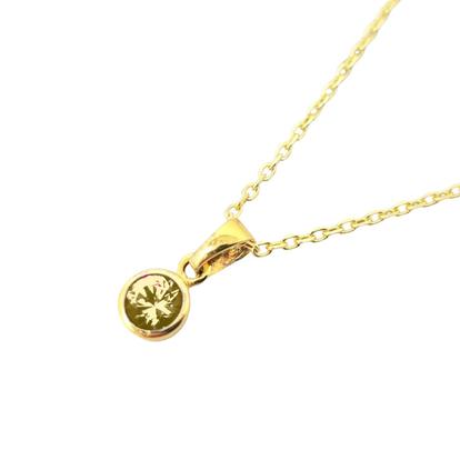 Metallic Mini Round Peridot August Birthstone Pendant Necklace