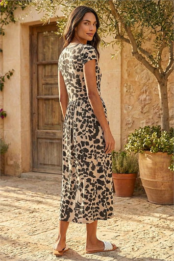 Abstract Print Stretch Midi Dress 14879988