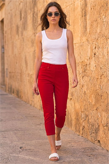 Red Petite Stretch Crop Denim Jegging
