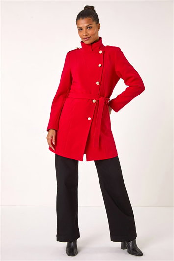 Funnel Neck Buttoned Coat 12031278