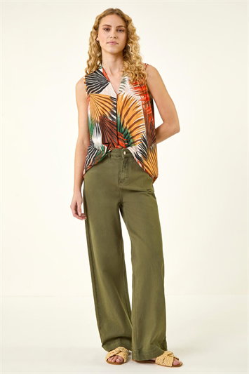 Leaf Print Stretch Top 19486764