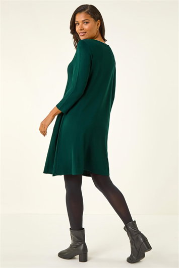 A-Line Pocket Detail Stretch Swing Dress 14125331